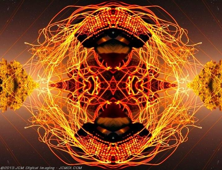 Long exposure chimney sparks quadroscopic artwork